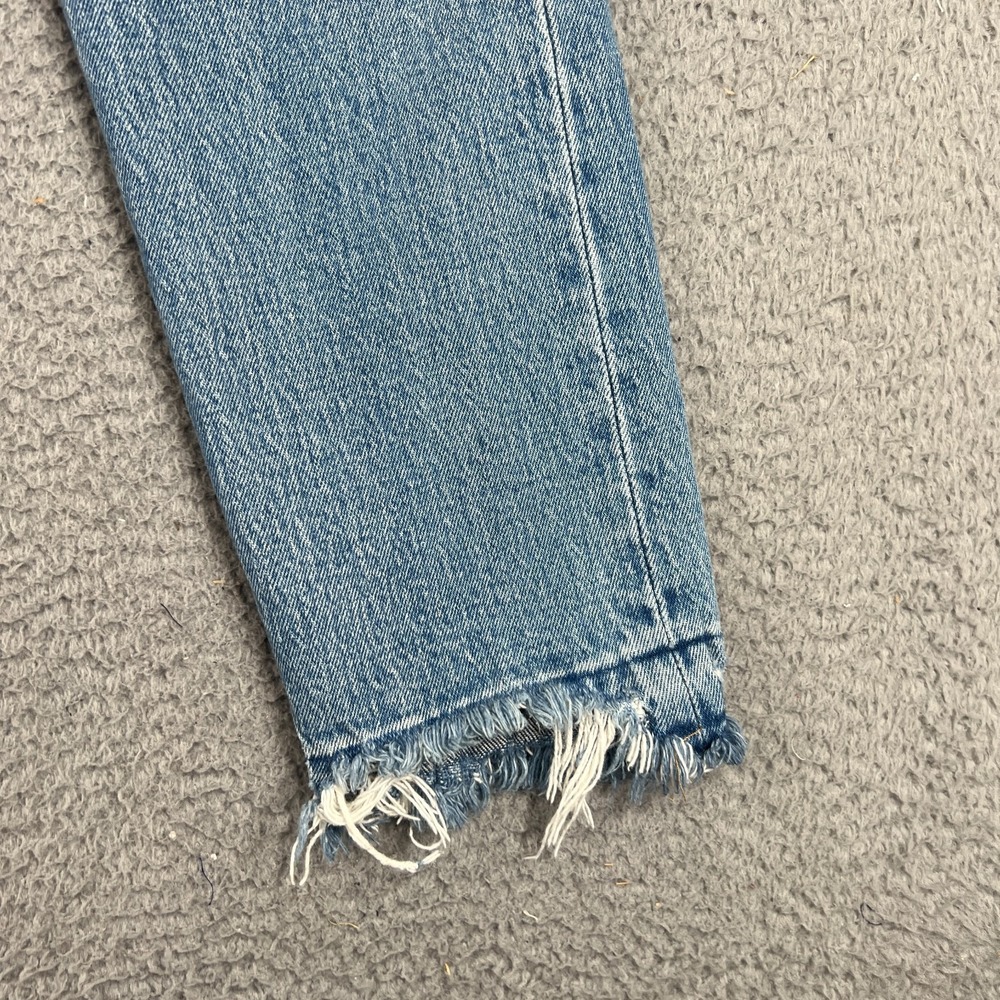Levis 501 S Premium Jeans Womens 28x28 Blue Denim Button Fly Skinny Distressed - Picture 2 of 15